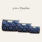 Navy Bloom Cotton 3-in-1 Travel Pouch Set