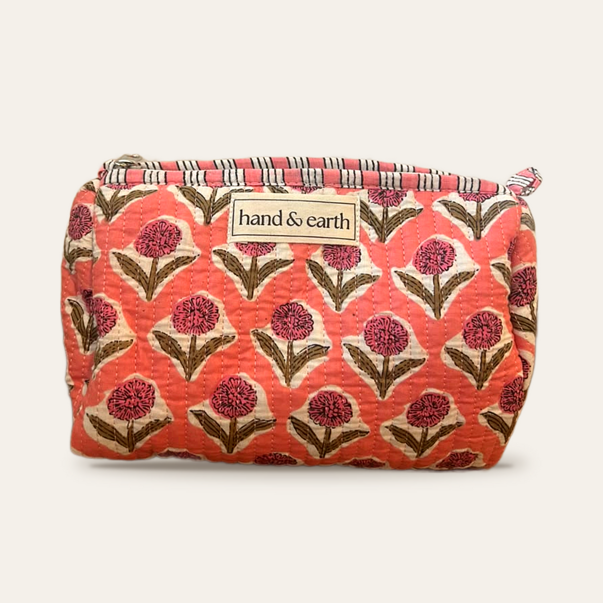 Coral Poppy Cotton 3-in-1 Travel Pouch Set