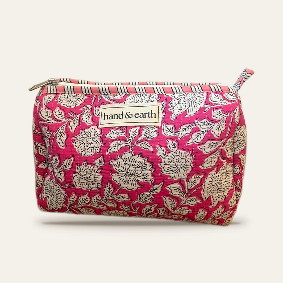 Pink Floral Cotton 3-in-1 Travel Pouch Set