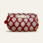 Maroon Paisley Cotton 3-in-1 Travel Pouch Set