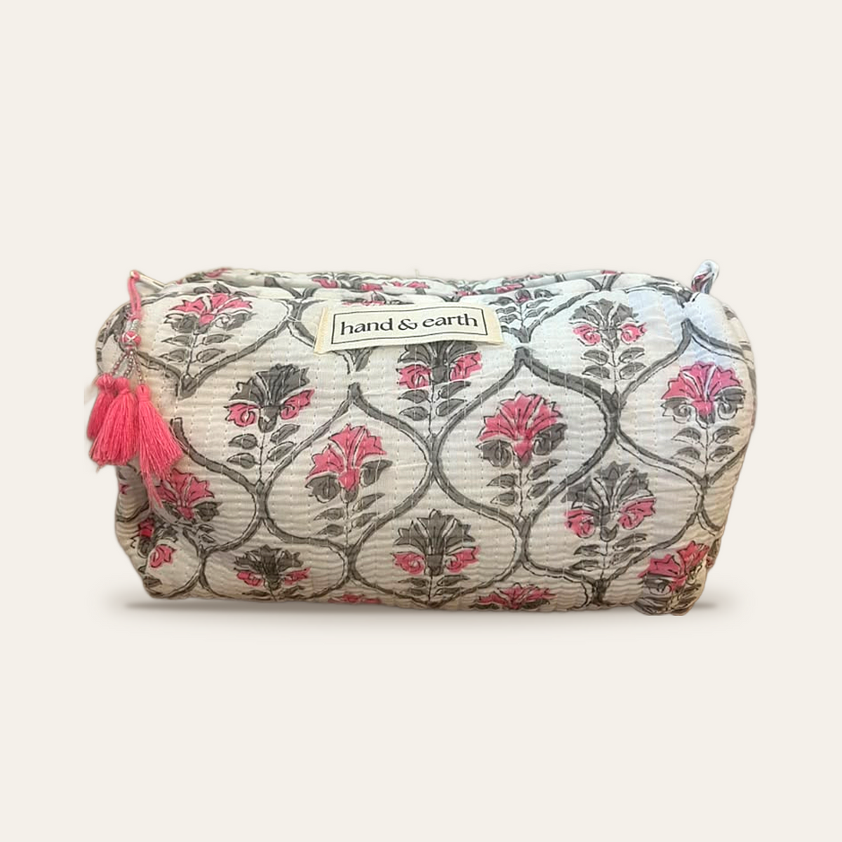 Pink Trellis Cotton 3-in-1 Travel Pouch Set