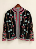 Black Blossom Embroidered Velvet Jacket