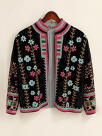 Black Blossom Embroidered Velvet Jacket