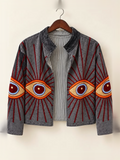 Slate Evil Eye Embroidered Velvet Jacket