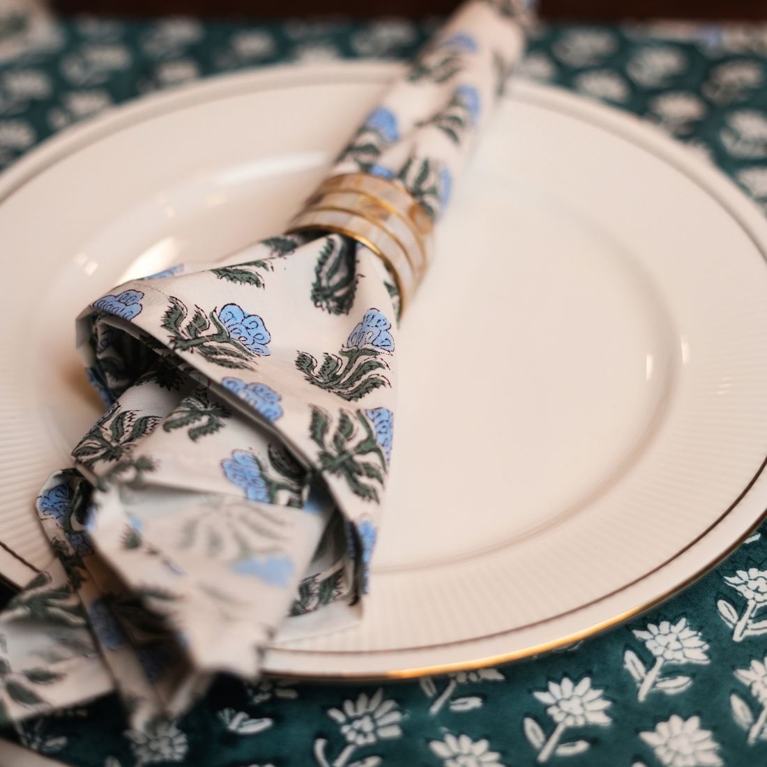 Azure Bloom Napkin Set of 4