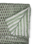 Sage Blossom Hand Block Printed Cotton Quilt