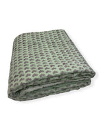 Sage Blossom Hand Block Printed Cotton Quilt