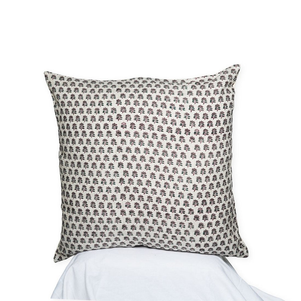 Fern Bud Hand Block Printed Linen Pillow Cover