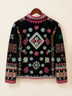 Black Blossom Embroidered Velvet Jacket