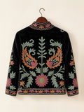 Black Paisley Embroidered Velvet Jacket