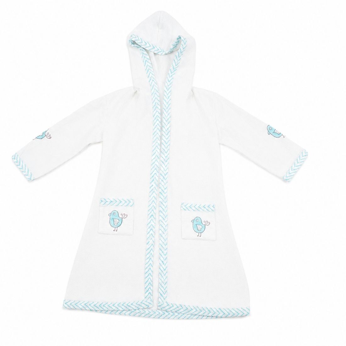 Blue Birdie Hand-block printed Bathrobe for Kids