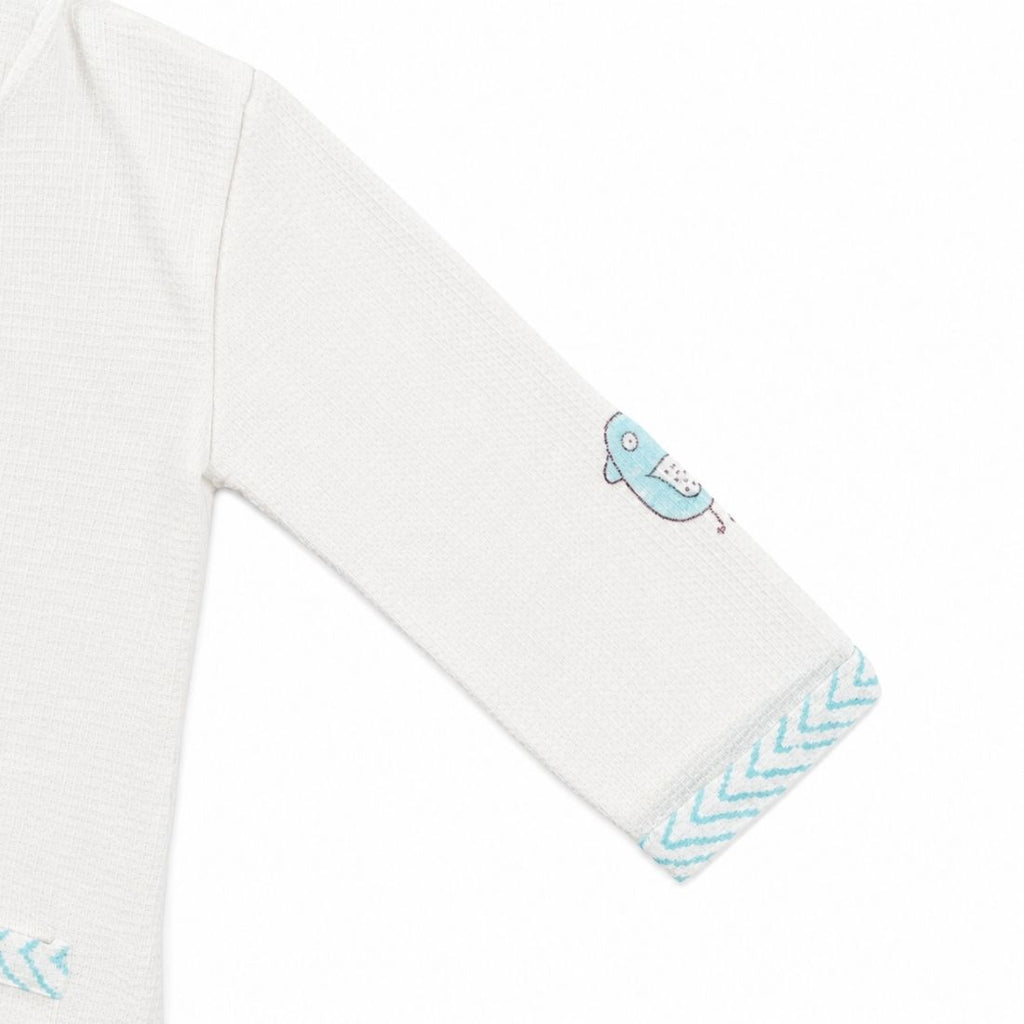 Blue Birdie Hand-block printed Bathrobe for Kids
