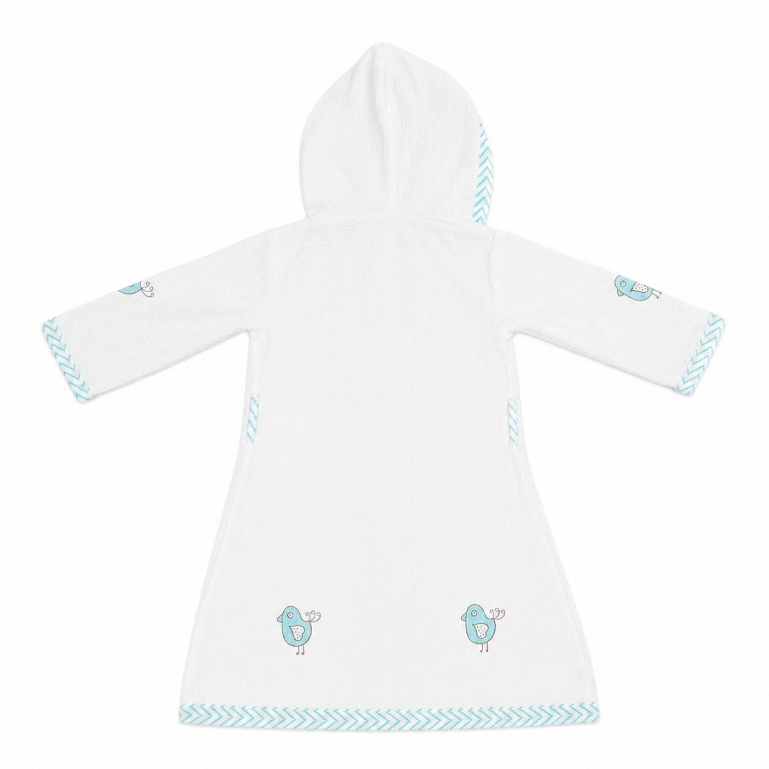 Blue Birdie Hand-block printed Bathrobe for Kids