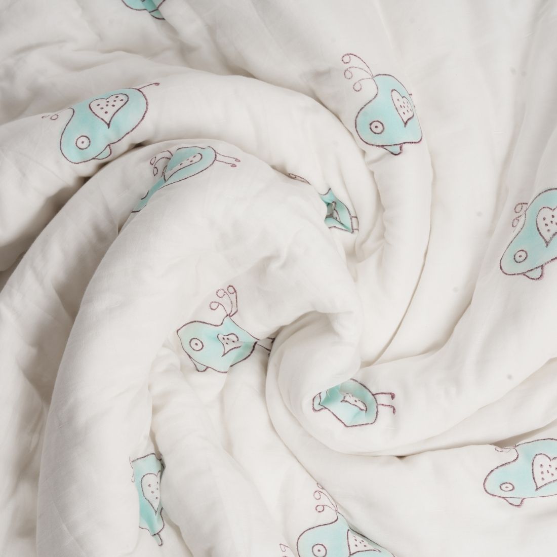 Birdie Hand-Block Printed Cotton Baby Quilt