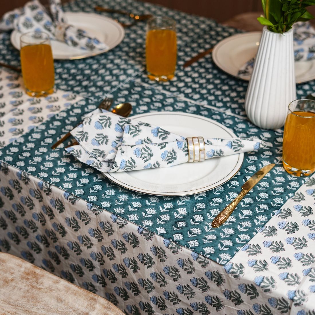 Azure Bloom Table Linen