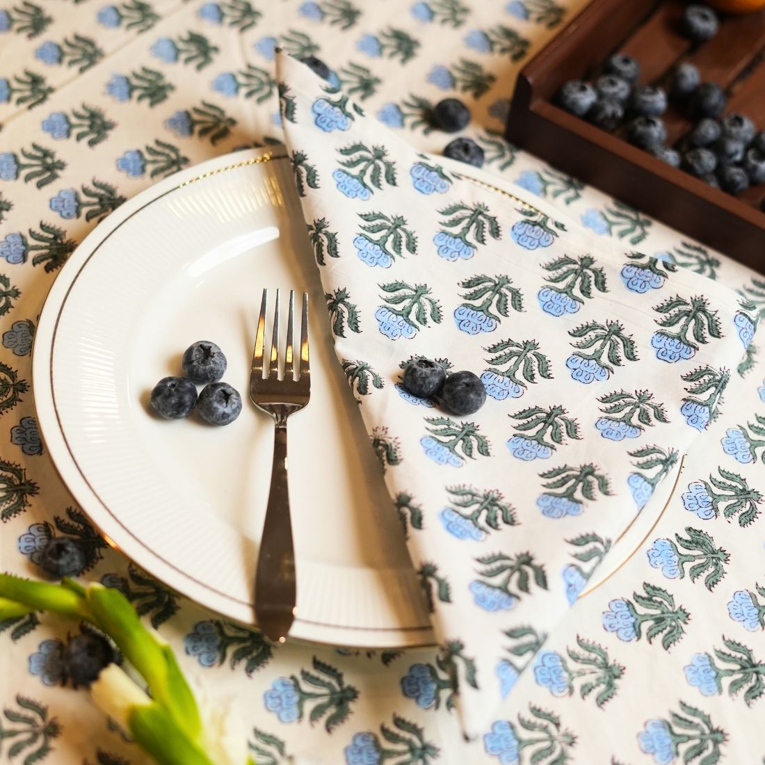 Azure Bloom Napkin Set of 4