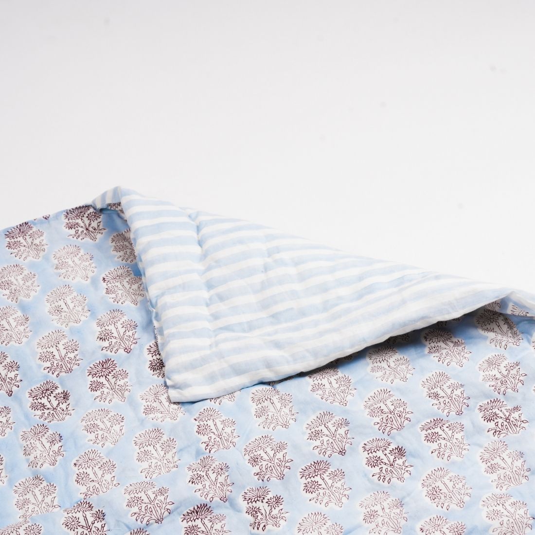 Blue Heirloom Hand Block Printed Cotton Quilt