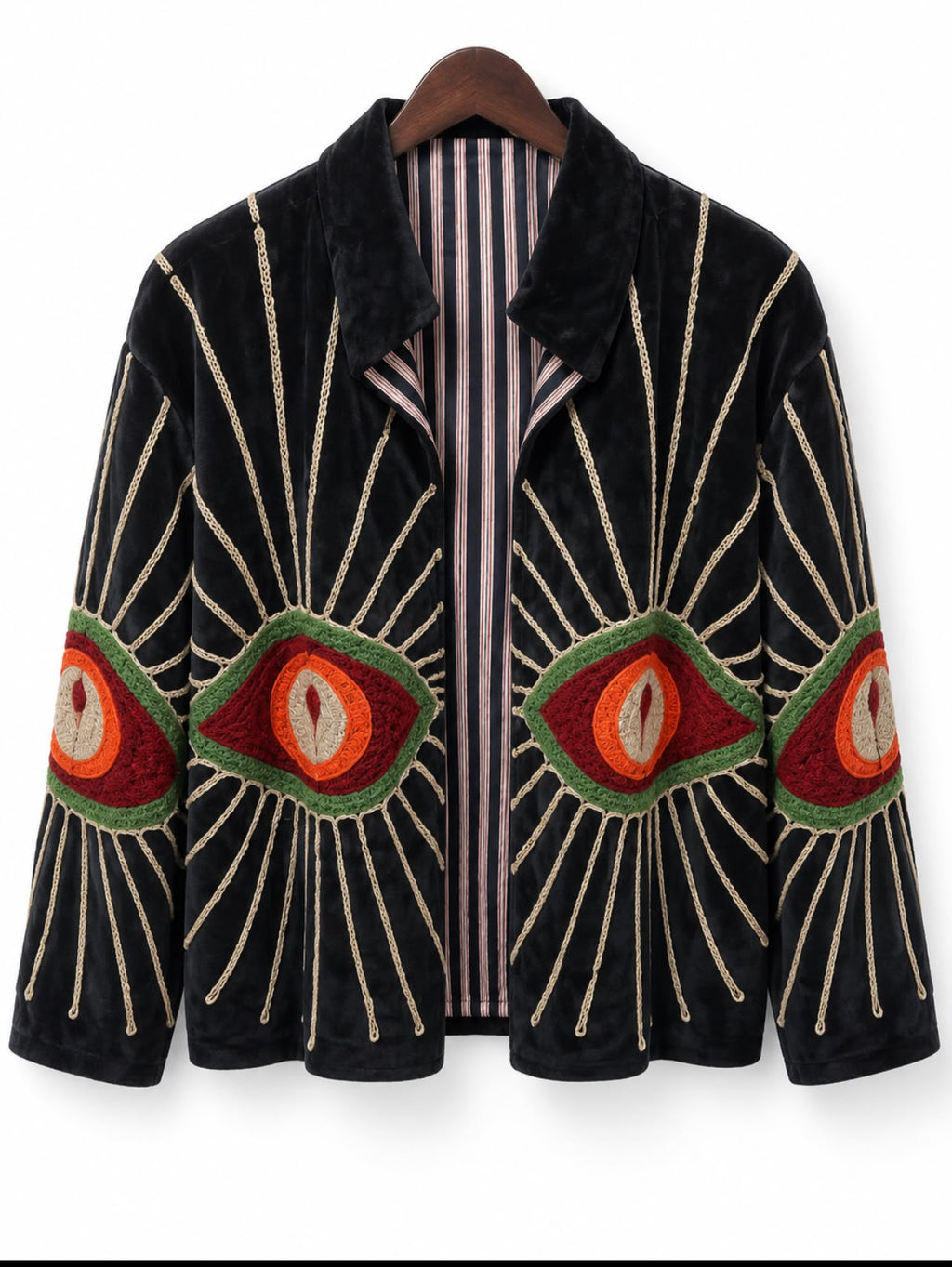 Black Eye Embroidered Velvet Jacket