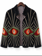 Black Eye Embroidered Velvet Jacket
