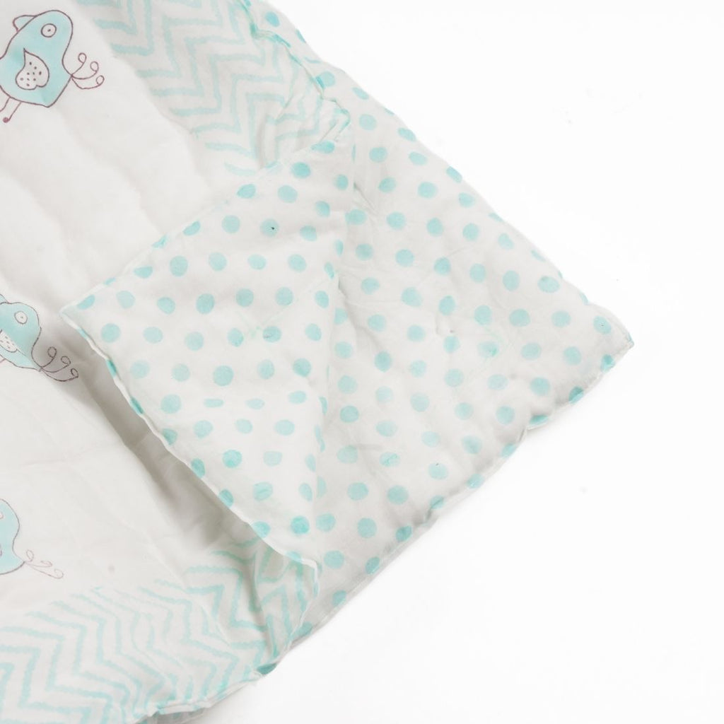 Birdie Hand-Block Printed Cotton Baby Quilt