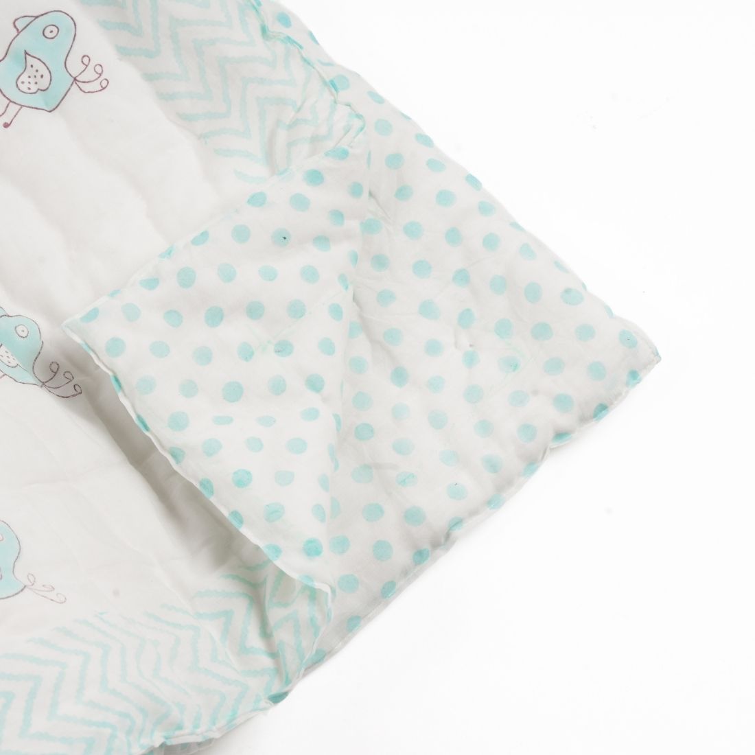 Birdie Hand-Block Printed Cotton Baby Quilt