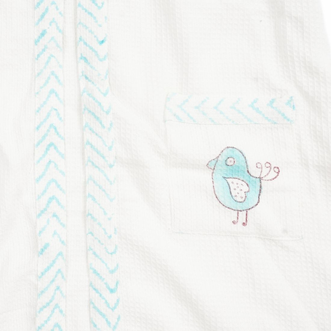 Blue Birdie Hand-block printed Bathrobe for Kids
