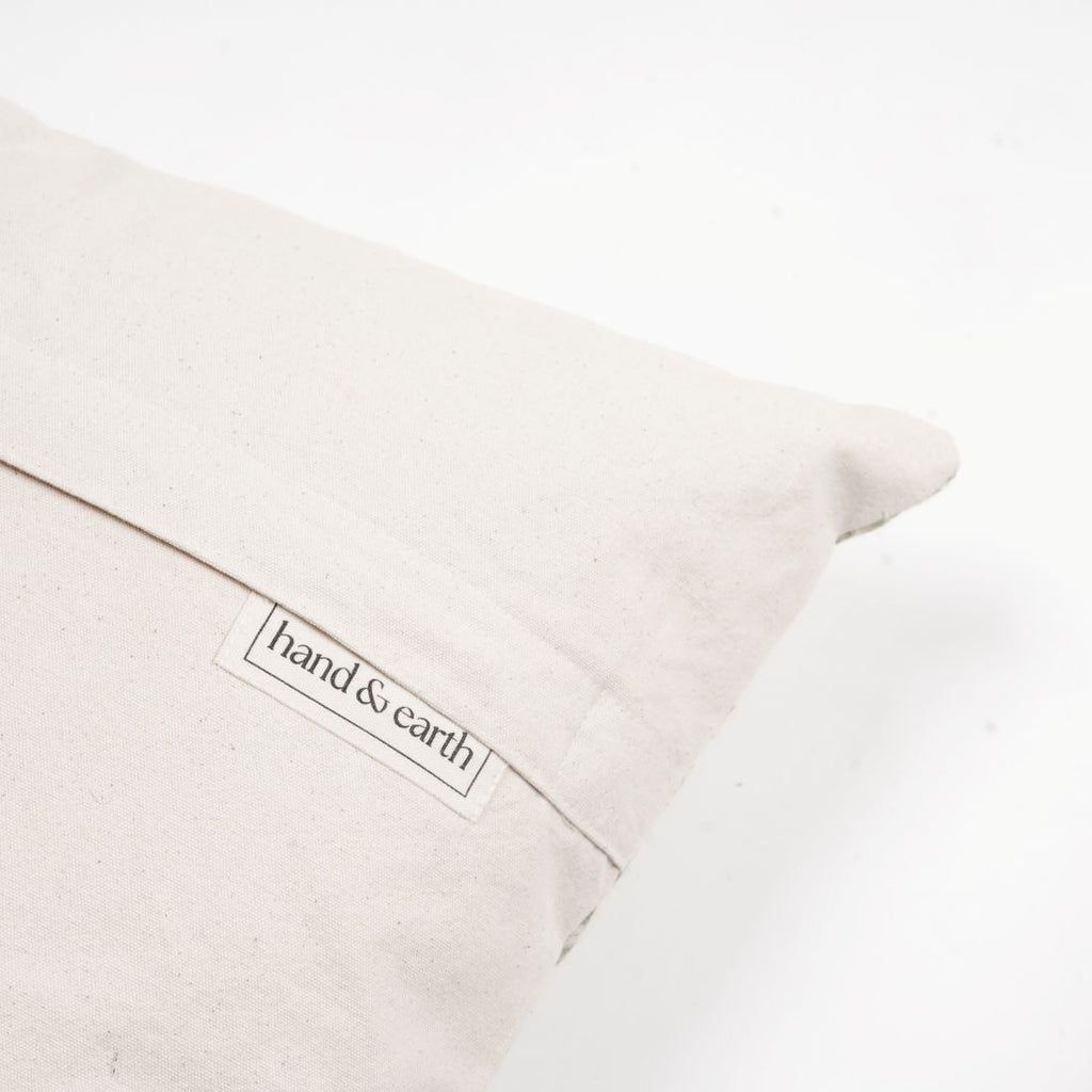 Blue Thistle Hand Block Printed Linen Pillow Cover