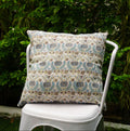 Blue Thistle Hand Block Printed Linen Pillow Cover