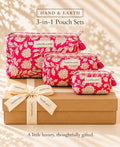 Fuchsia Blossom 3-in-1 Pouch Set – Gift Boxed
