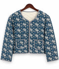 Indigo Floral Reversible Quilted Cotton Jacket