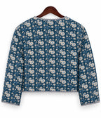 Indigo Floral Reversible Quilted Cotton Jacket
