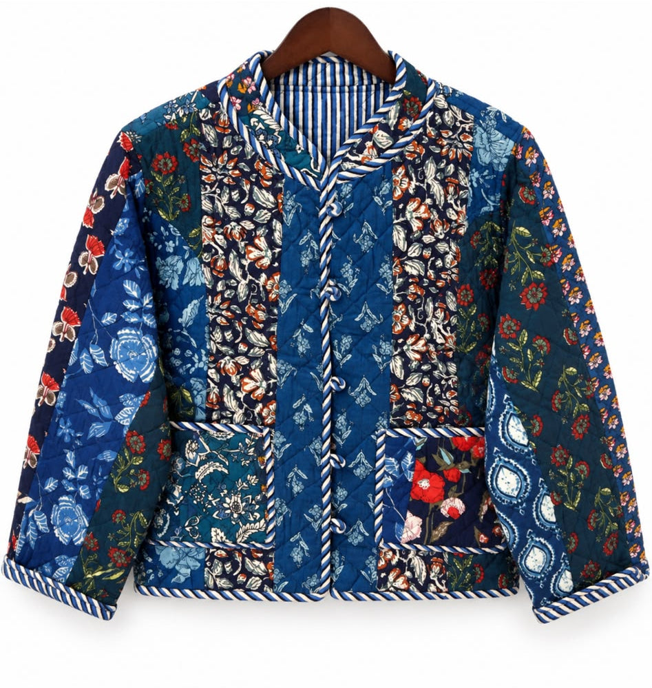 Azure Heirloom Reversible Quilted Cotton Jacket