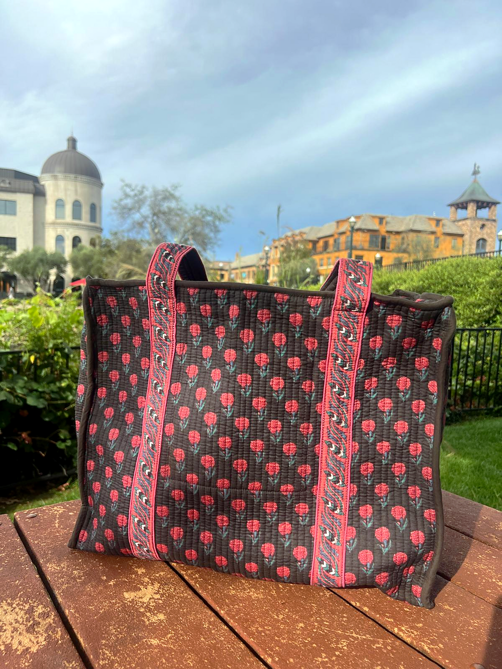 Cocoa Marigold Quilted Tote Bag