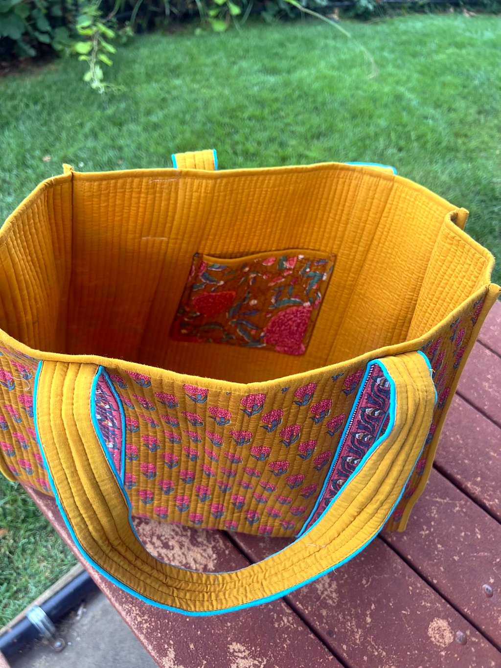 Saffron Marigold Reversible Quilted Tote Bag