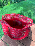 Crimson Bloom Quilted Tote Bag