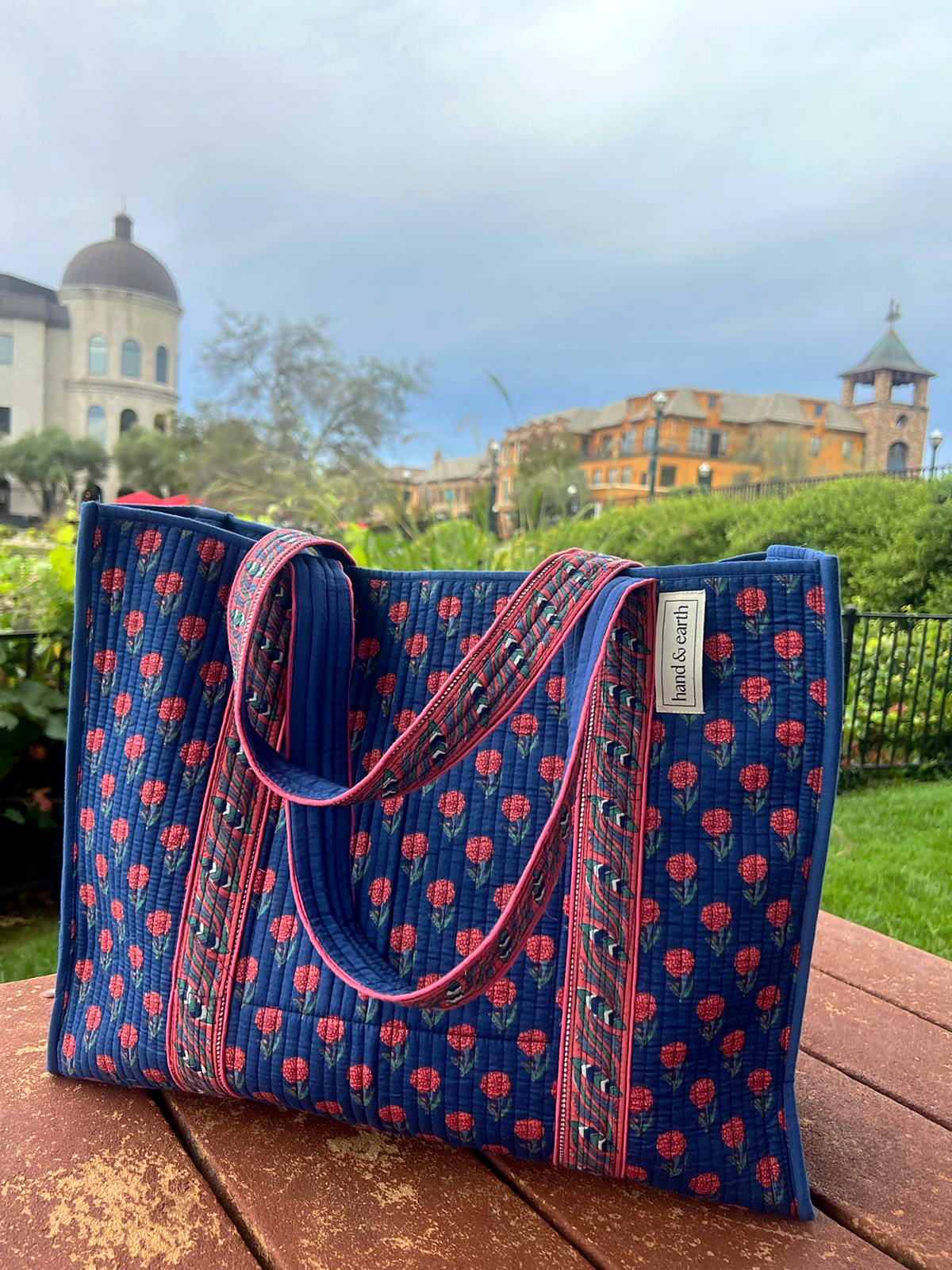 Indigo Marigold Reversible Quilted Tote Bag