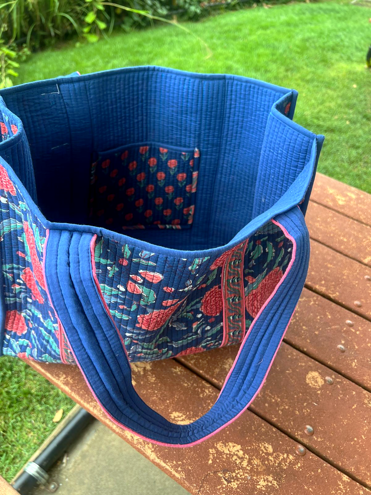 Indigo Marigold Reversible Quilted Tote Bag