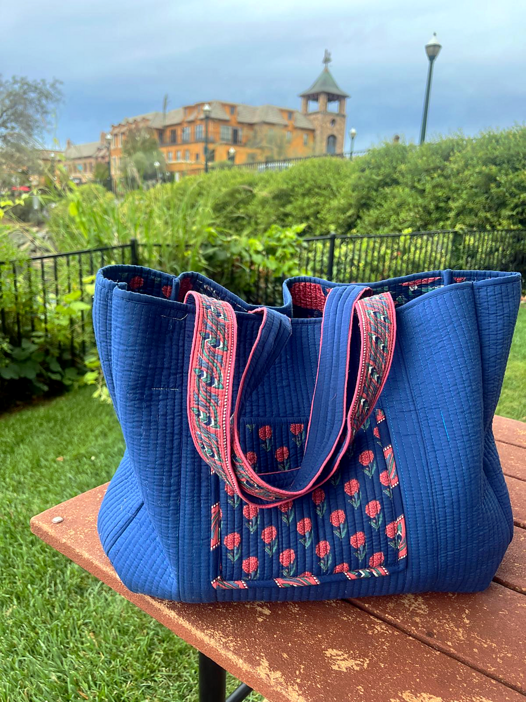 Indigo Marigold Reversible Quilted Tote Bag
