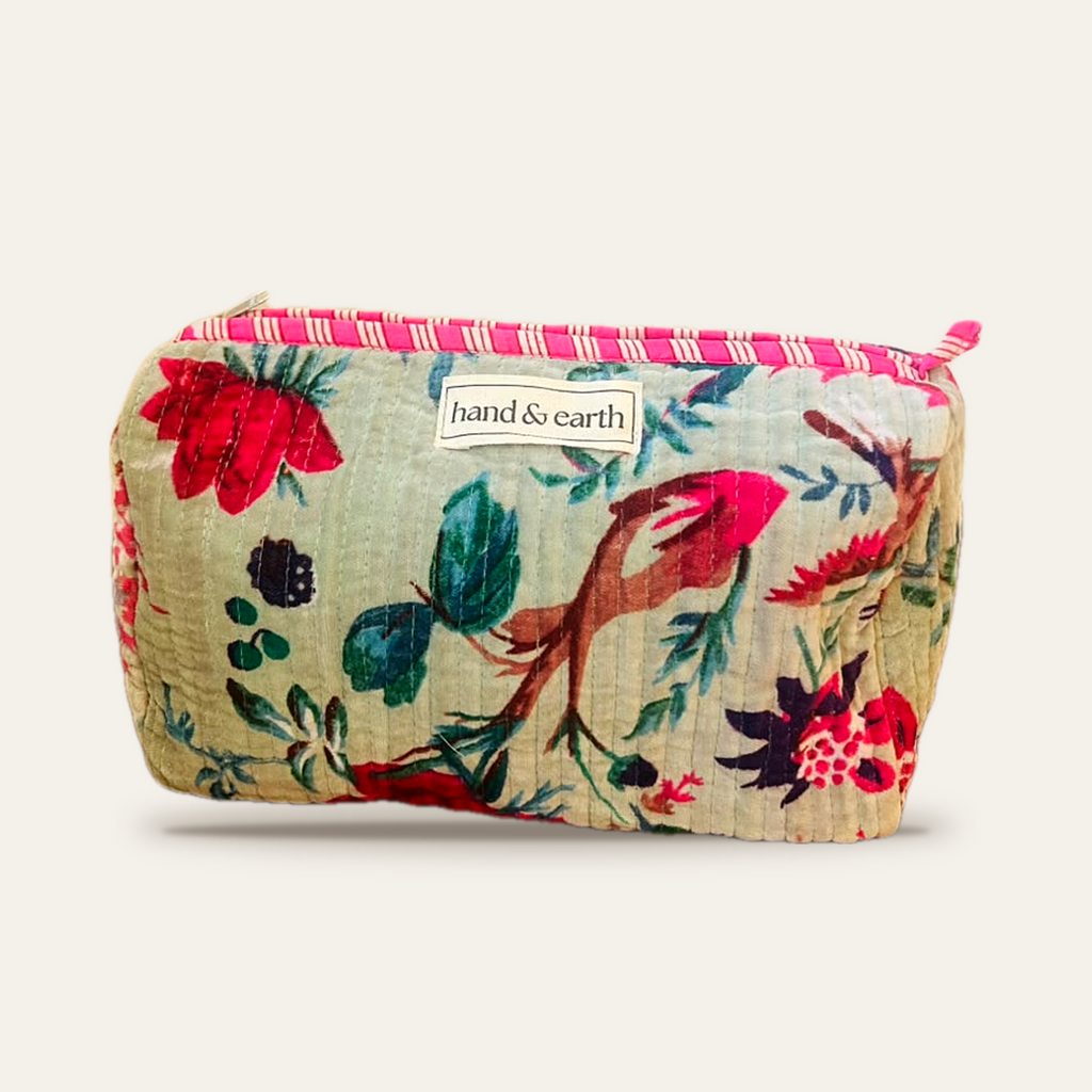 Mint Bird Velvet 3-in-1 Travel Pouch Set