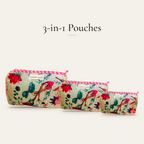 Mint Bird Velvet 3-in-1 Travel Pouch Set