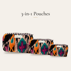 Black Ikat Velvet 3-in-1 Travel Pouch Set