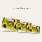 Green Ikat Velvet 3-in-1 Travel Pouch Set