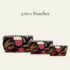 Black Rose Velvet 3-in-1 Travel Pouch Set