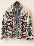 Ivory Embroidered Reversible Velvet Jacket