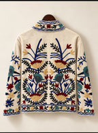 Ivory Embroidered Reversible Velvet Jacket