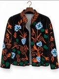 Black Midnight Folk Garden Velvet Jacket