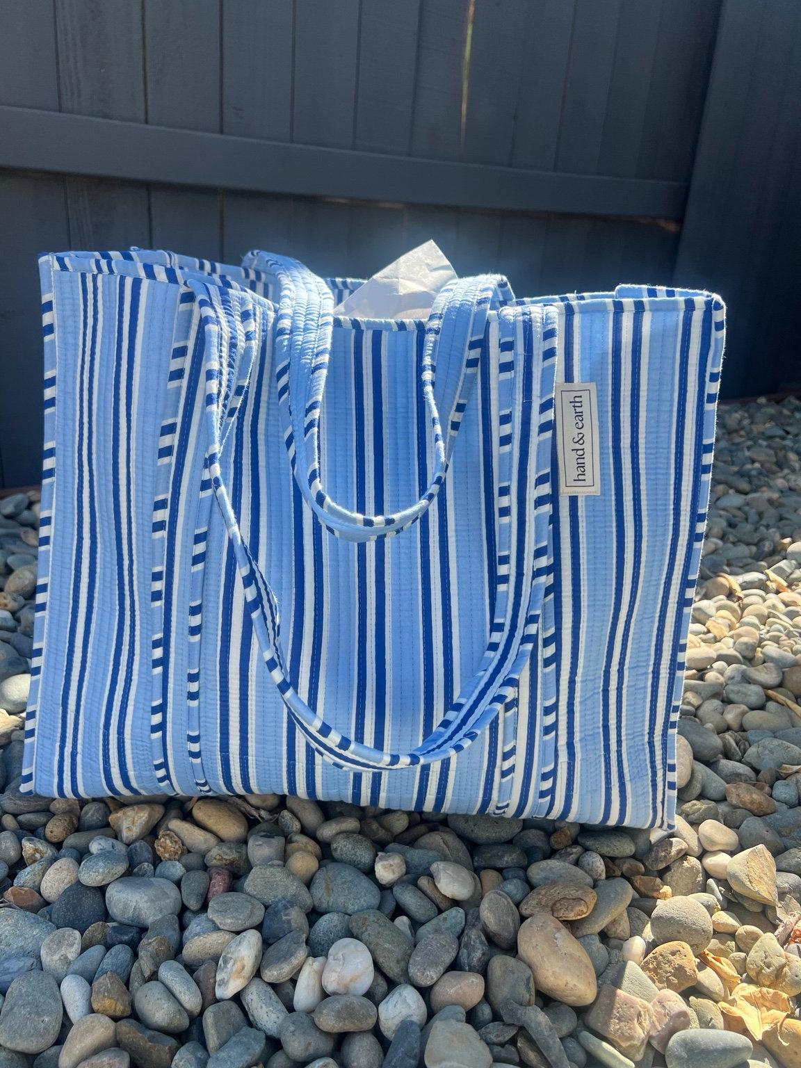 Coastal Blue Quilted Tote Bag