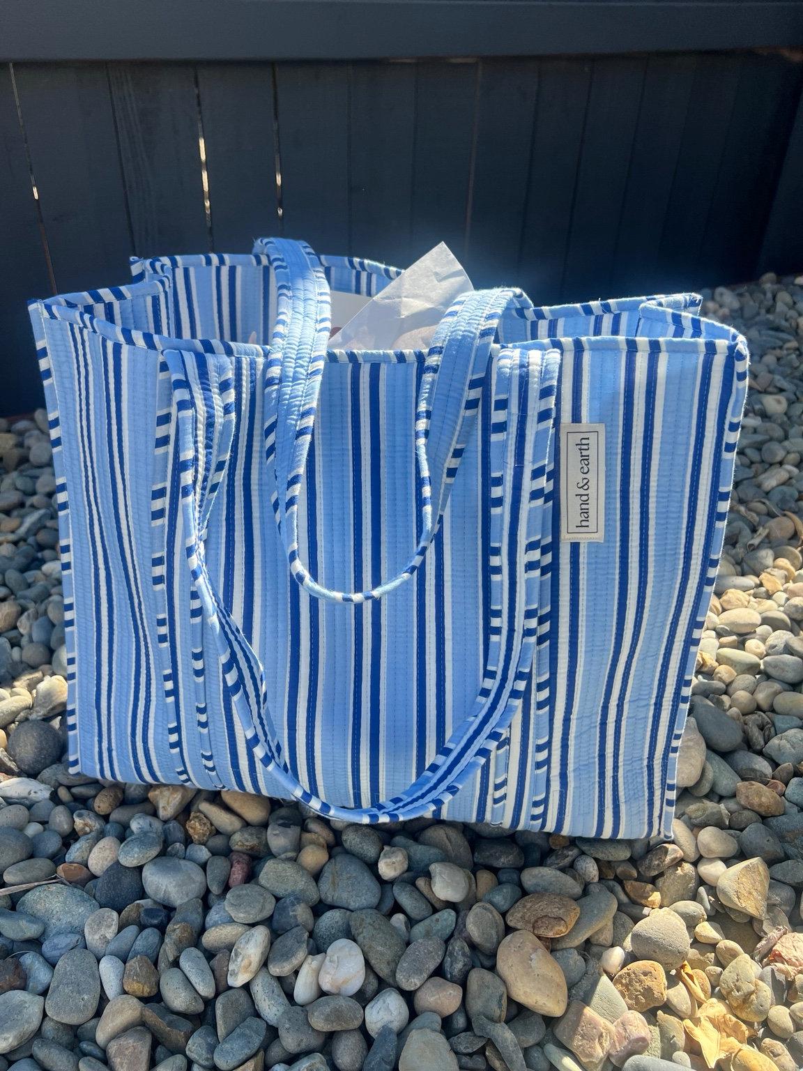 Coastal Blue Quilted Tote Bag