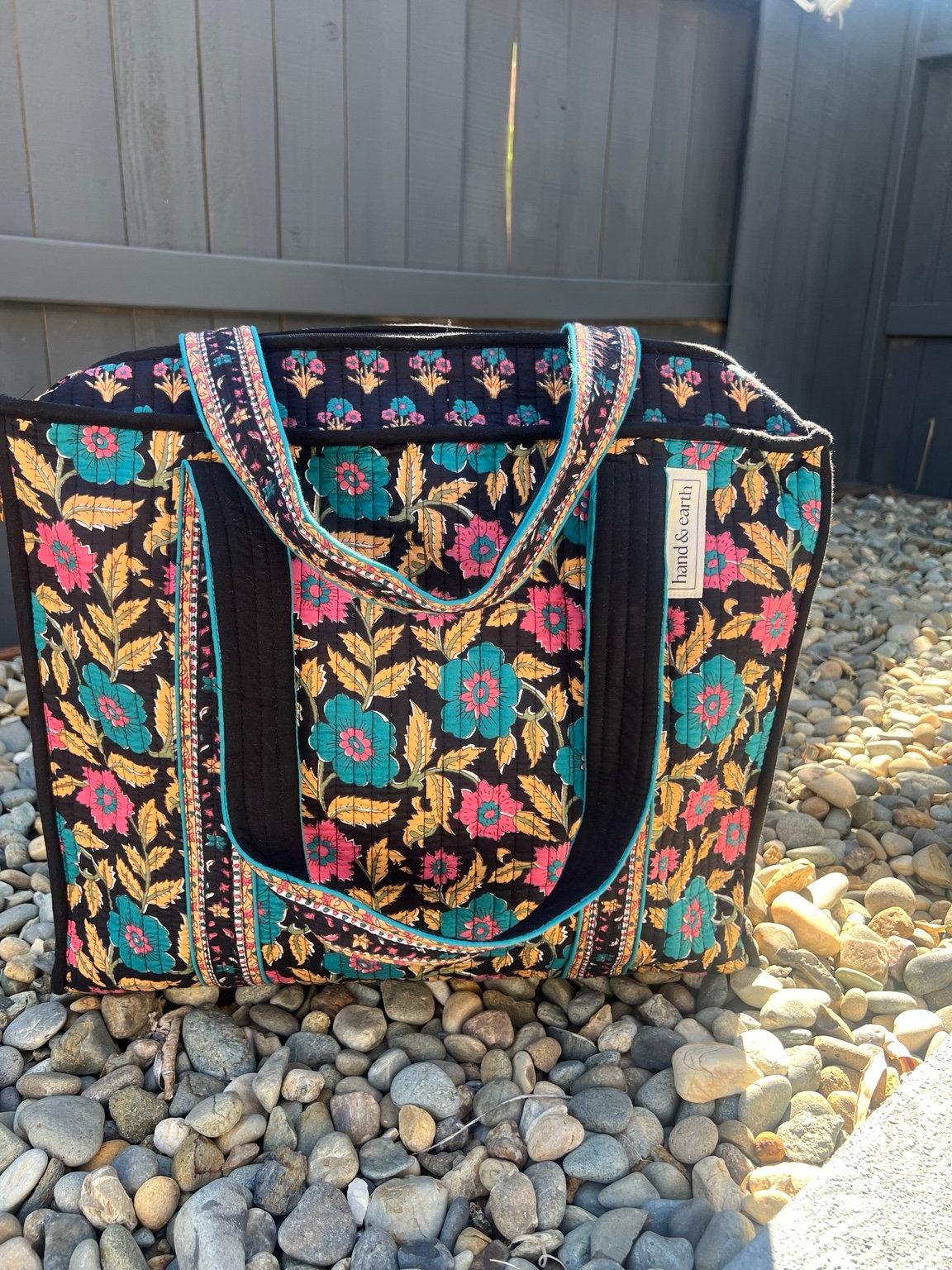 Floral Garden Quilted Tote Bag