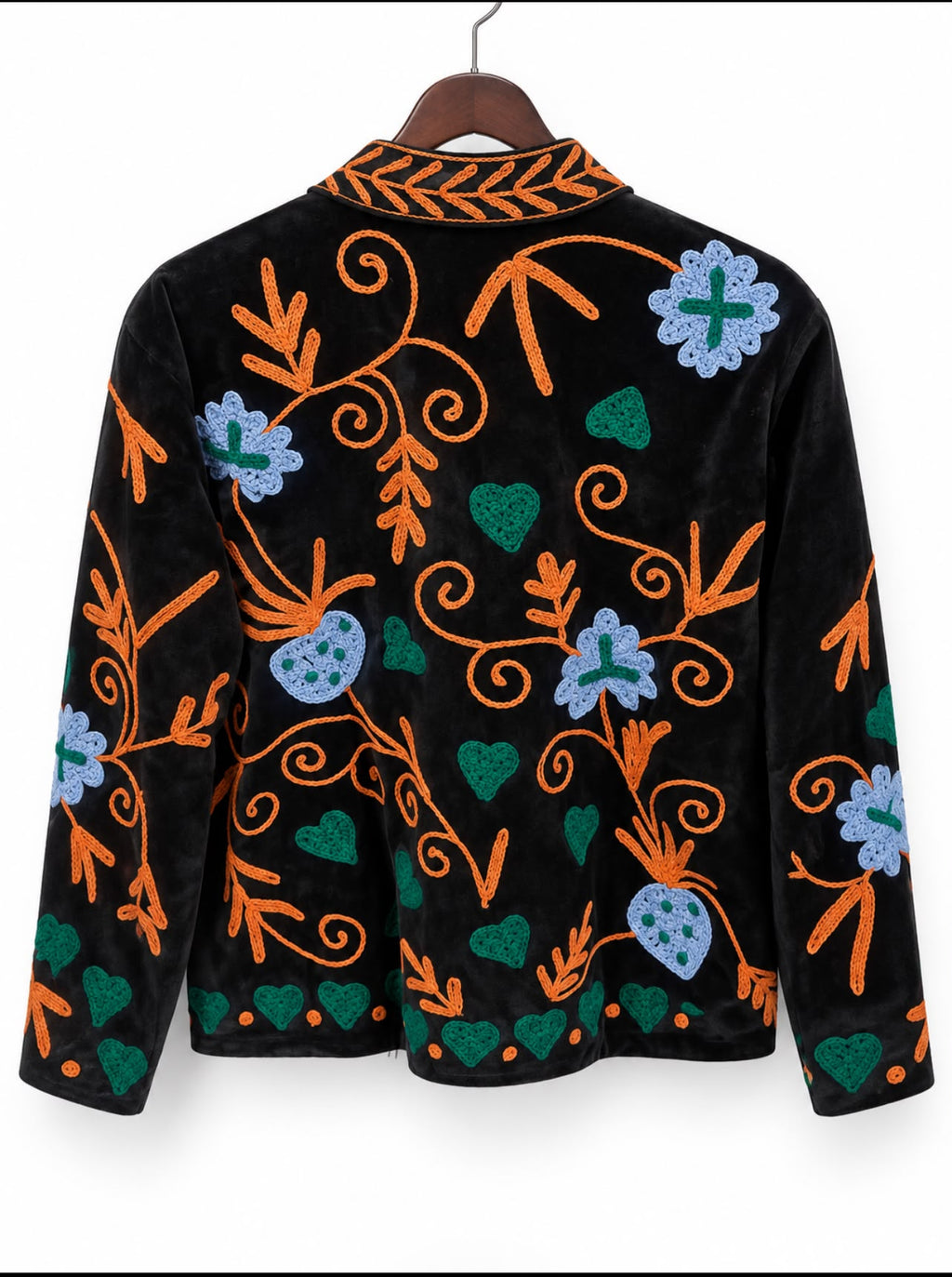Black Midnight Folk Garden Velvet Jacket